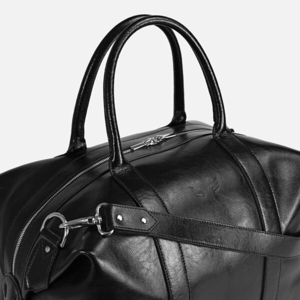 Geanta de voiaj neagra din piele naturala Maestoso Black Duffel Bag