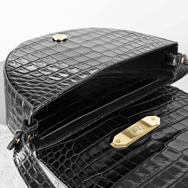 Maestoso Black Croco Leather The Muse Bag