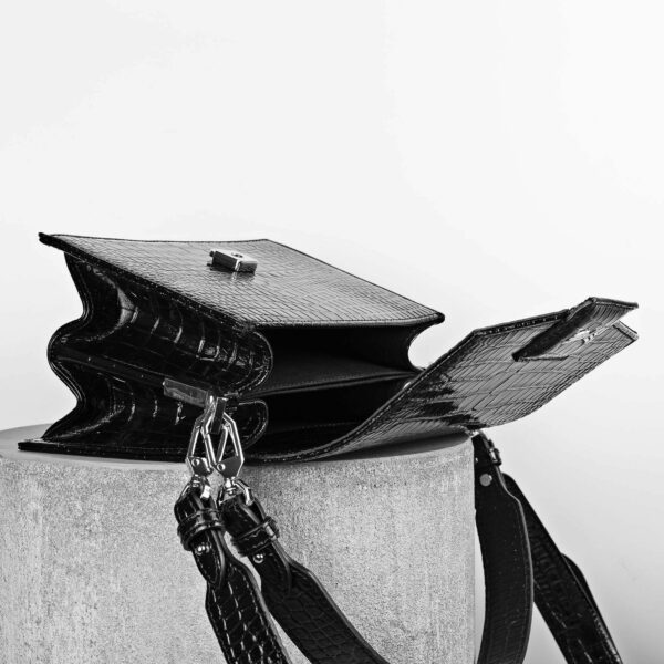 Maestoso Black Croco Mini Dali Leather Bag