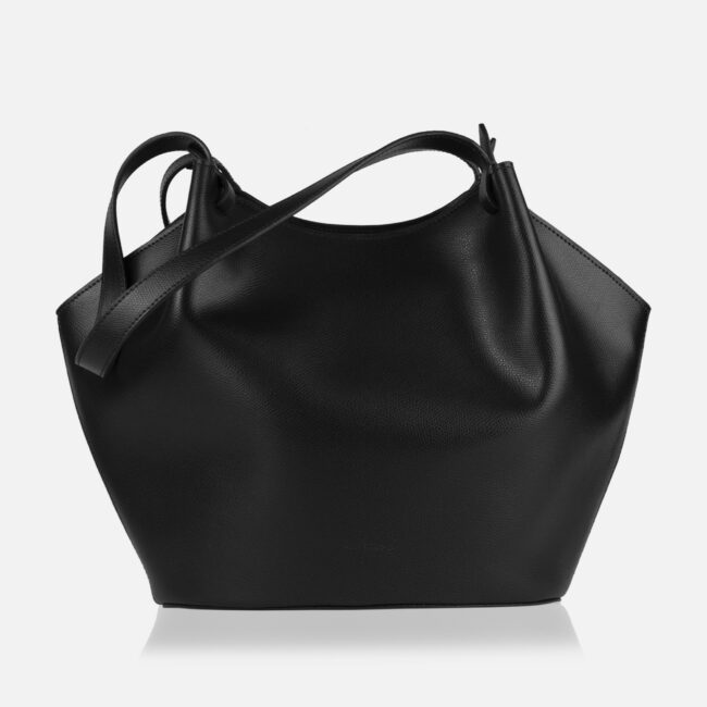 Maestoso Shell Black Leather Bag